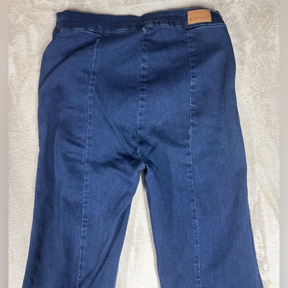 Judy Blue Super Flare Fit Aria Wave Raw Hem Boho Dark Wash Blue Jeans Size 27 - Picture 13 of 16
